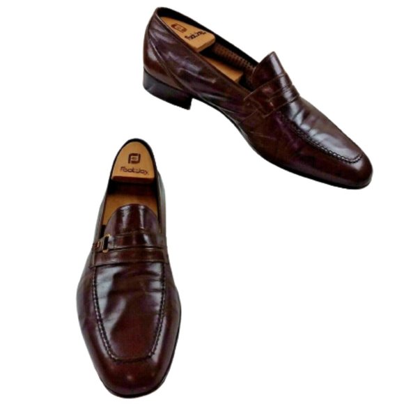 Fratelli Rossetti Estate Loafers Dress Shoe Apron Toe Brown Leather Italy Made - Picture 1 of 12